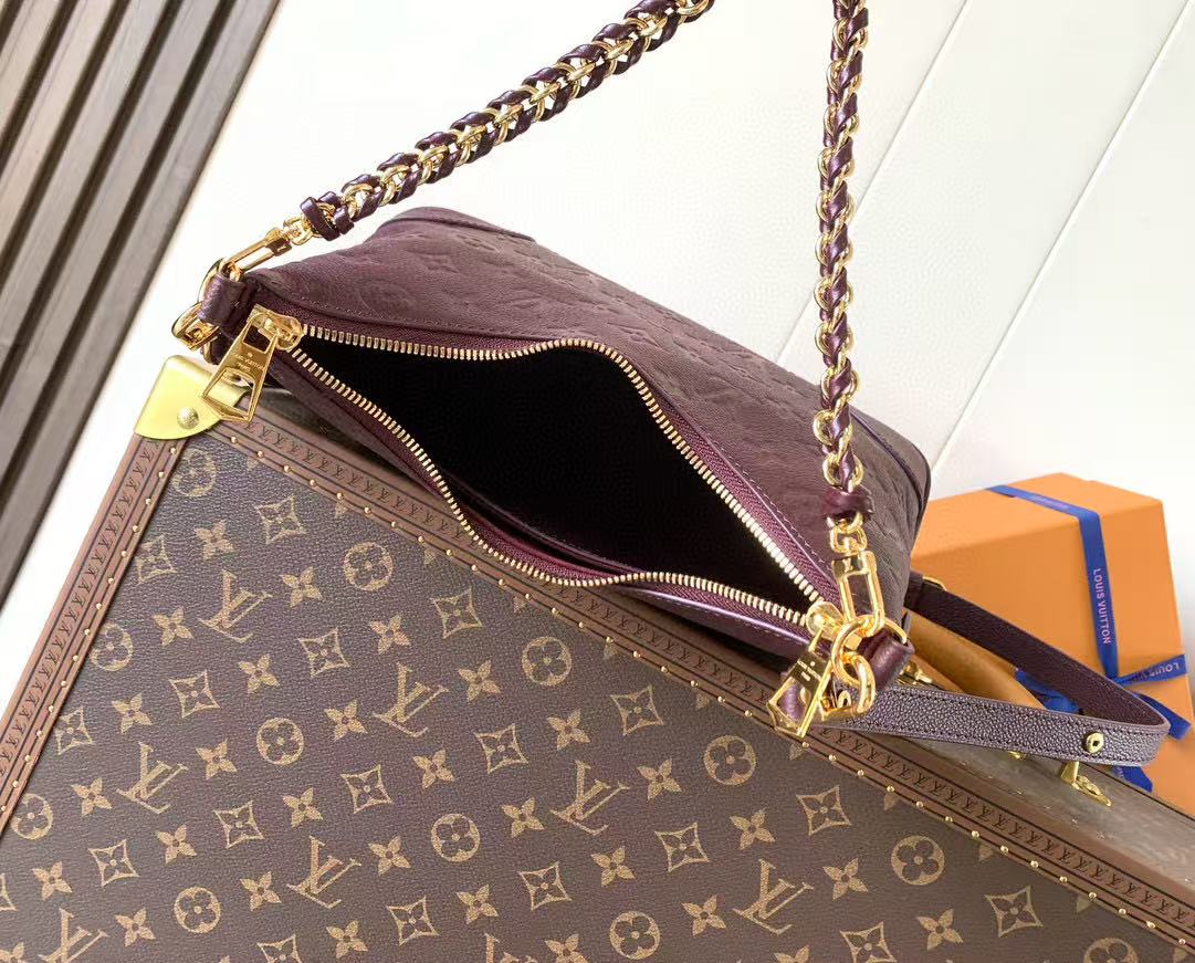 LV Boulogne PM Bag Burgundy Gold Embossed Grained Cowhide Leather mysite