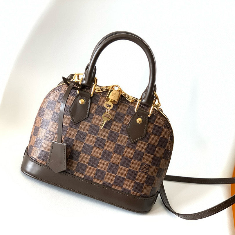 LV Alma BB Bag 25cm Brown Canvas Cowhide mysite