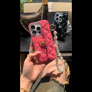 Luxury Wallet iPhone Case with Handle/Pearl Chain mysite