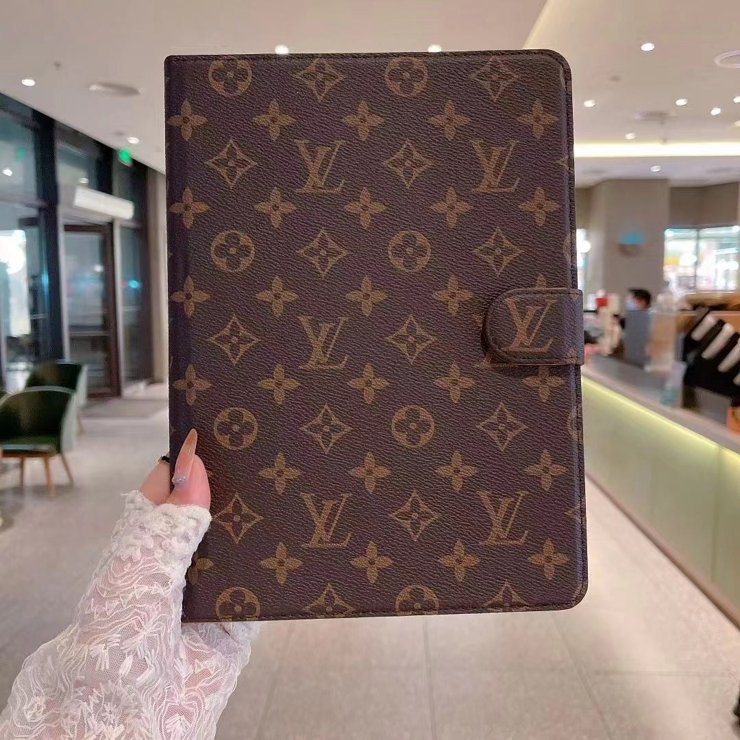 Luxury Canvas Monogram Leather Fresh Summer Theme Pattern Apple iPad case Black mysite