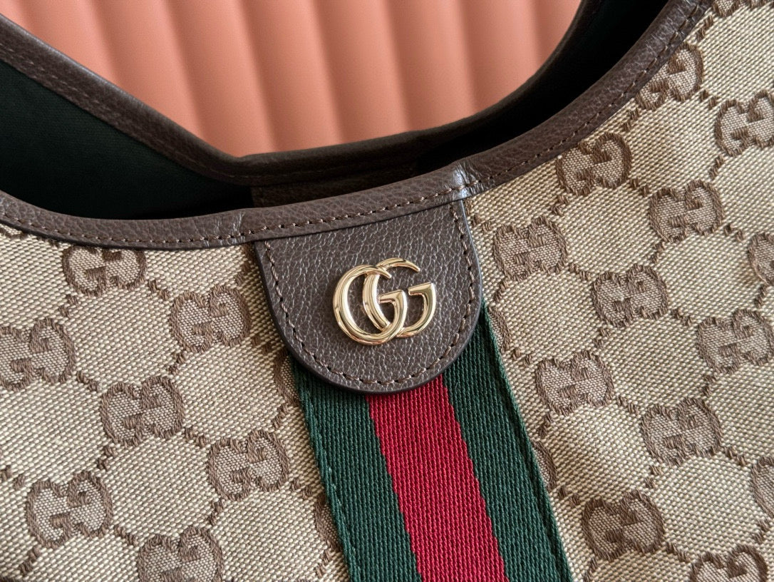 Gucci Giglio Large Tote Bag Beige And Dark Brown Canvas mysite
