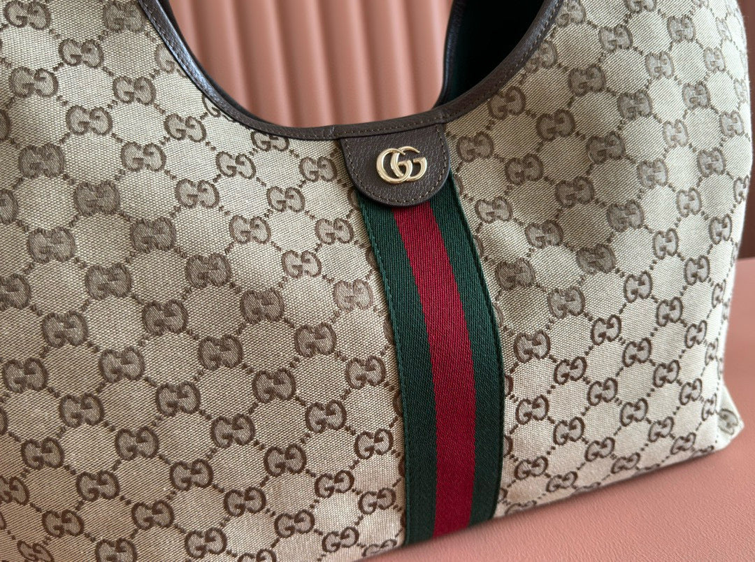 Gucci Giglio Large Tote Bag Beige And Dark Brown Canvas mysite