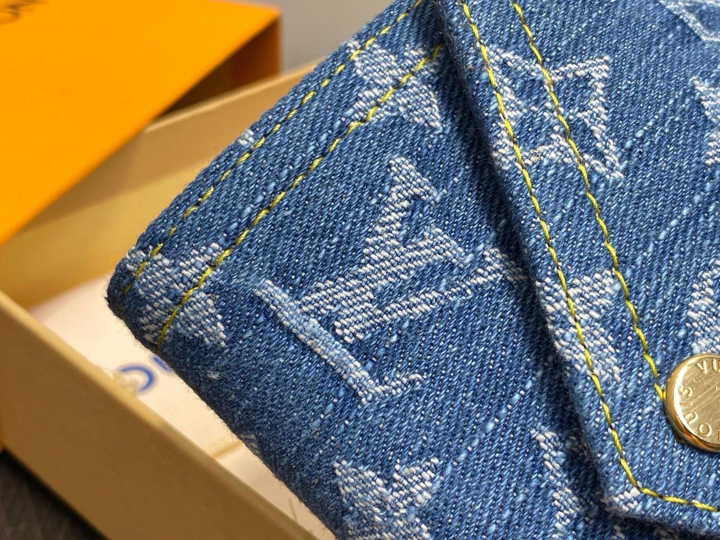 LV Victorine Monogram Wallet Denim Blue Cotton Cowhide mysite