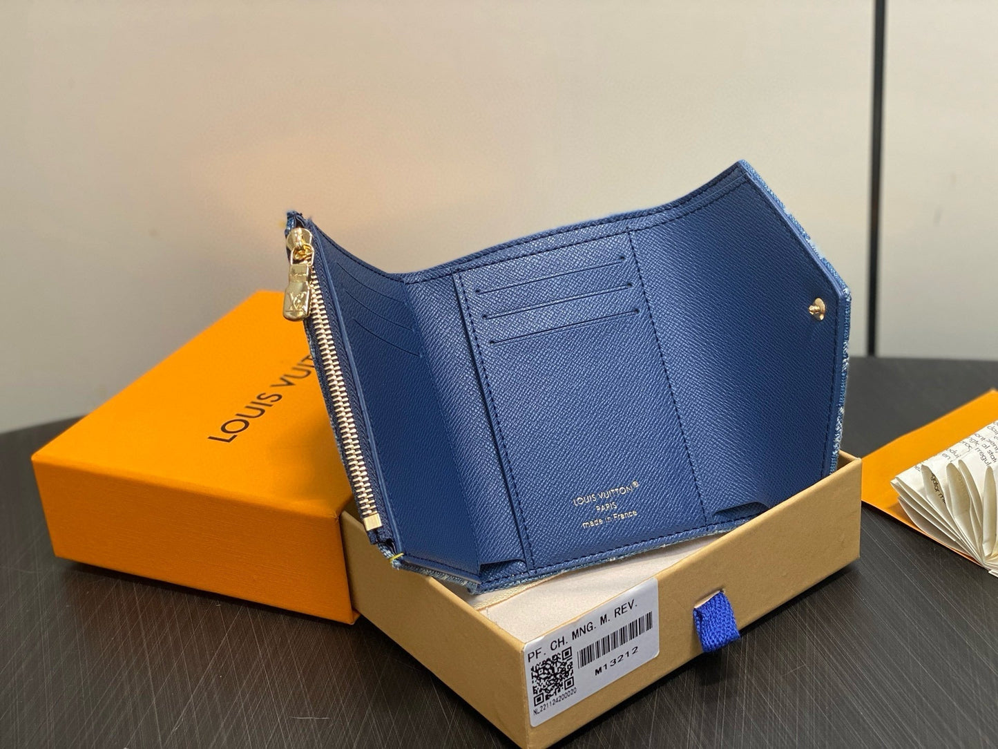 LV Victorine Monogram Wallet Denim Blue Cotton Cowhide mysite