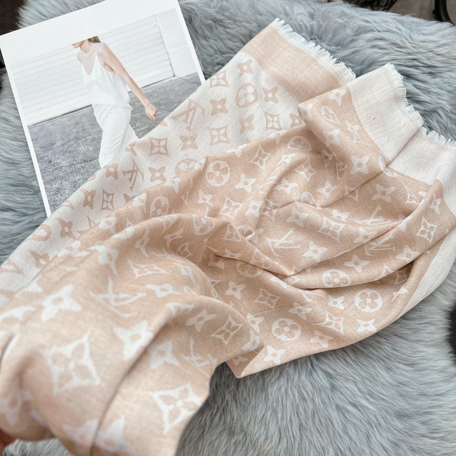 Silk Satin Fringe Monogram Scarf Shawl mysite