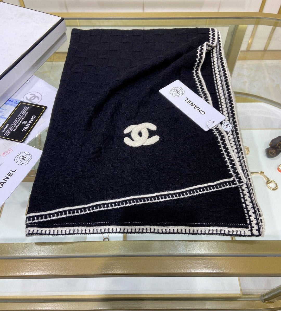 Checkerboard Knitted Shawl 100% Cashmere Scarf mysite