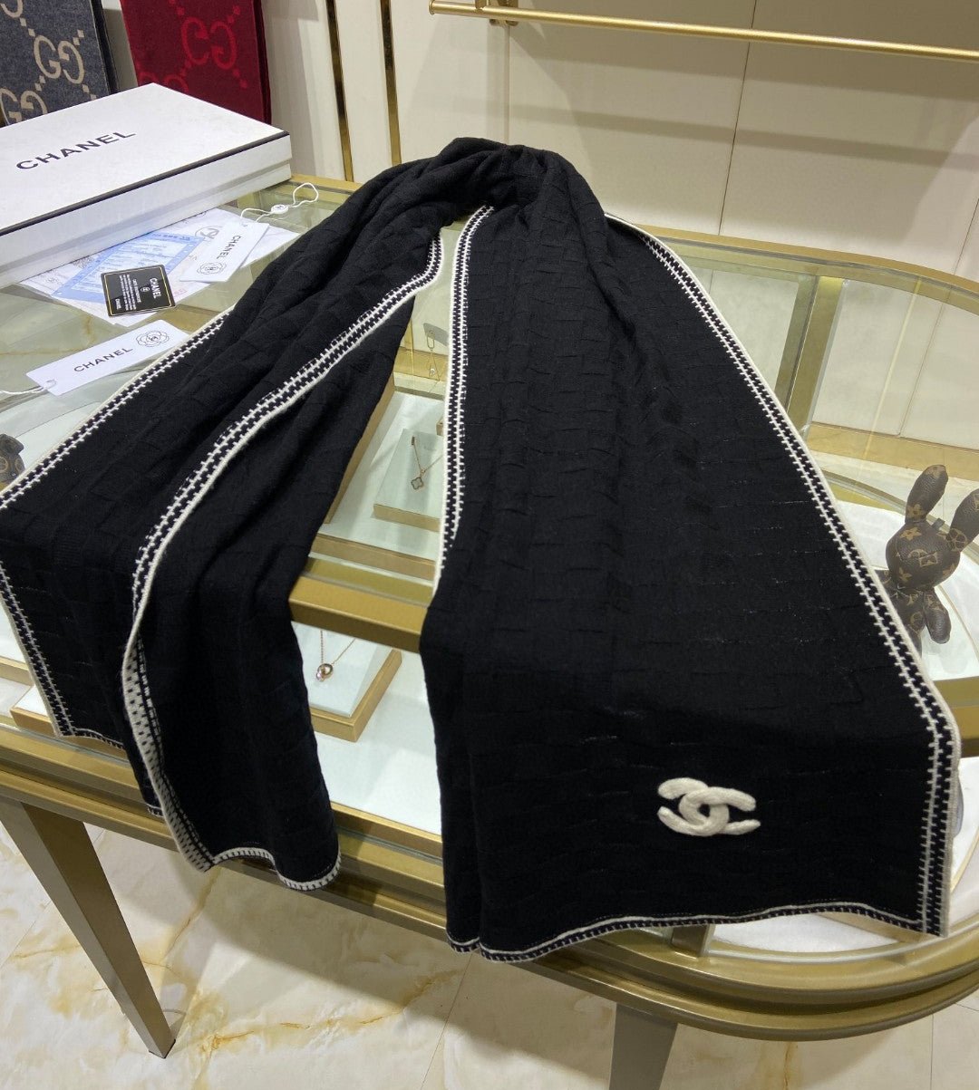 Checkerboard Knitted Shawl 100% Cashmere Scarf mysite