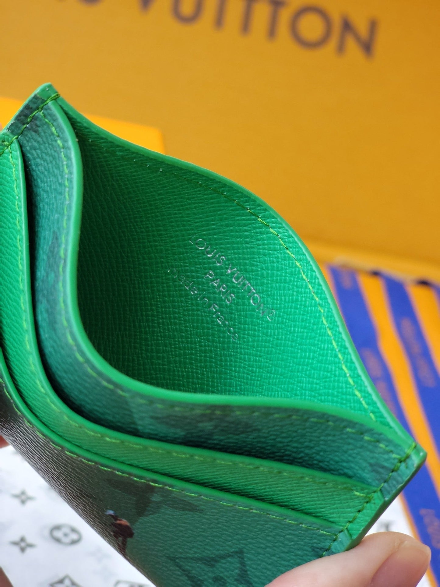 LV Double Card Holder Featuretiny Sport Scenes Printed Cowhide mysite