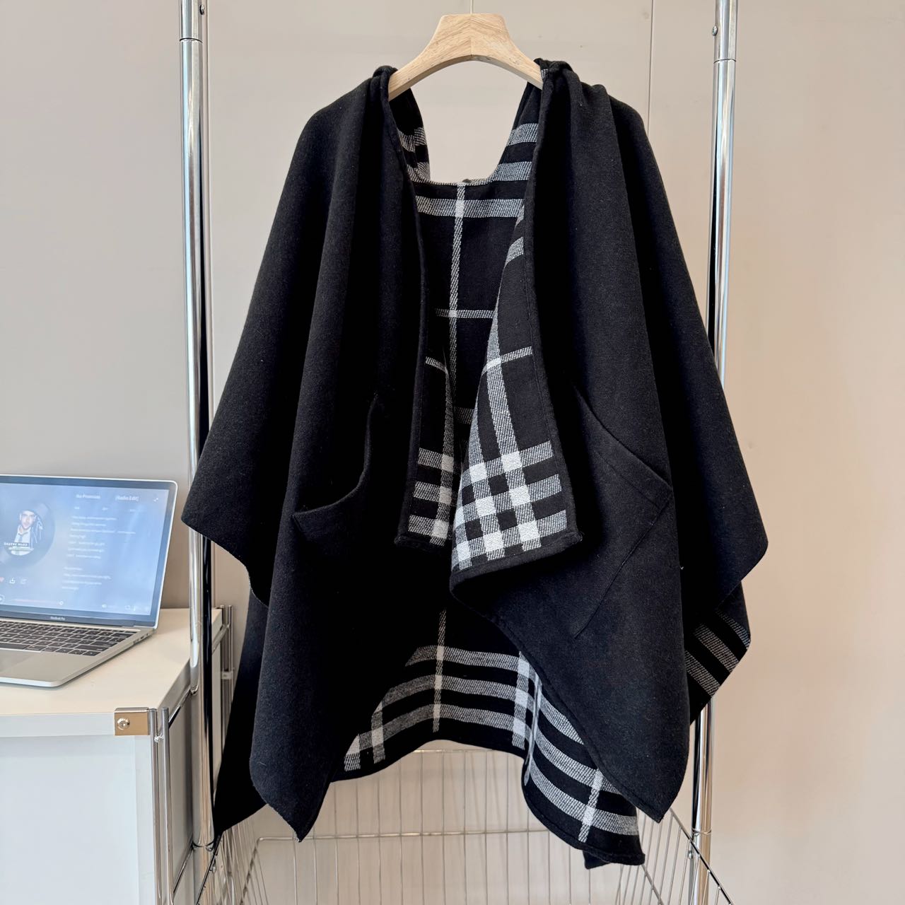 Vintage Plaid Hooded Poncho mysite