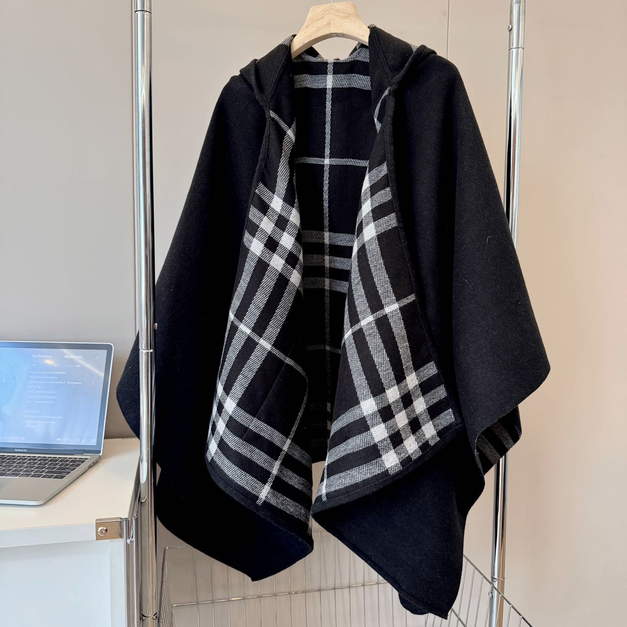 Vintage Plaid Hooded Poncho mysite