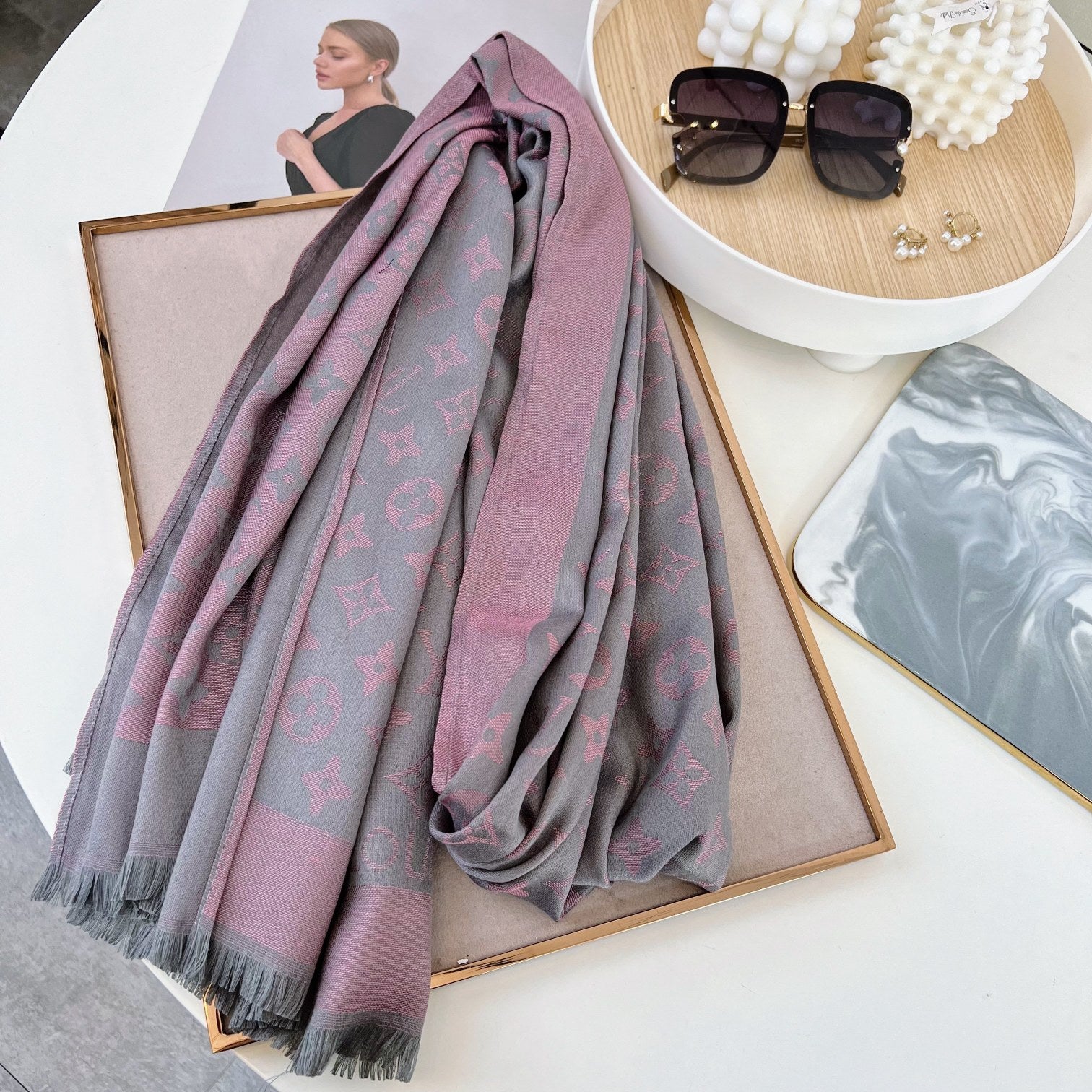 Silk Satin Fringe Monogram Scarf Shawl mysite