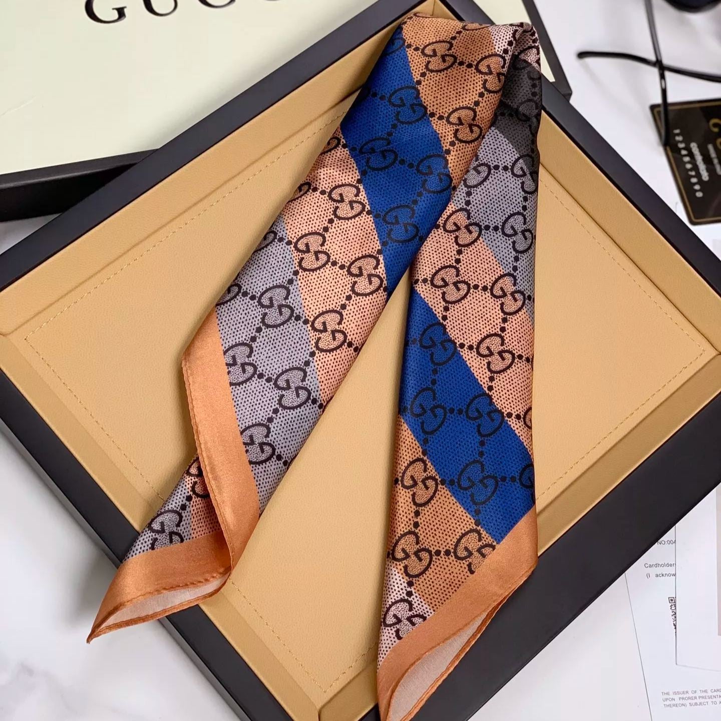 Multicolor Monogram Letter Square Scarf mysite