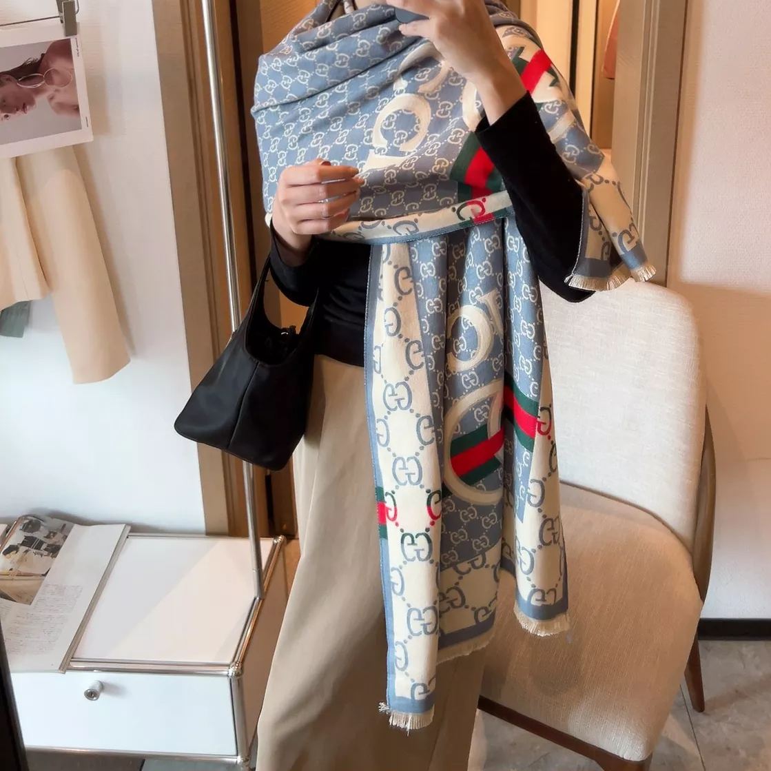 Color Block Logo Jacquard Cashmere Scarf mysite