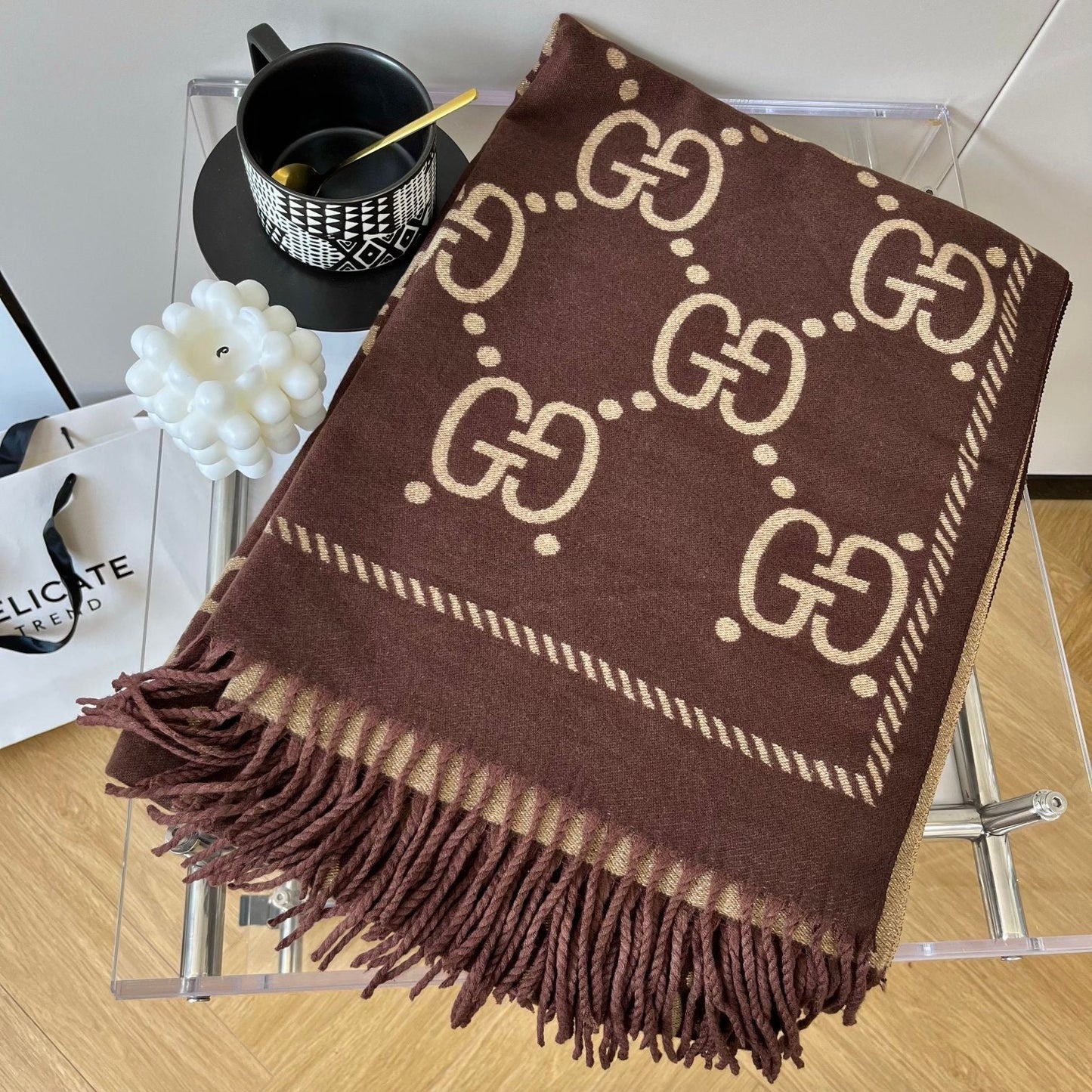 Classic Mink and Silver Fringe Scarf Shawl mysite