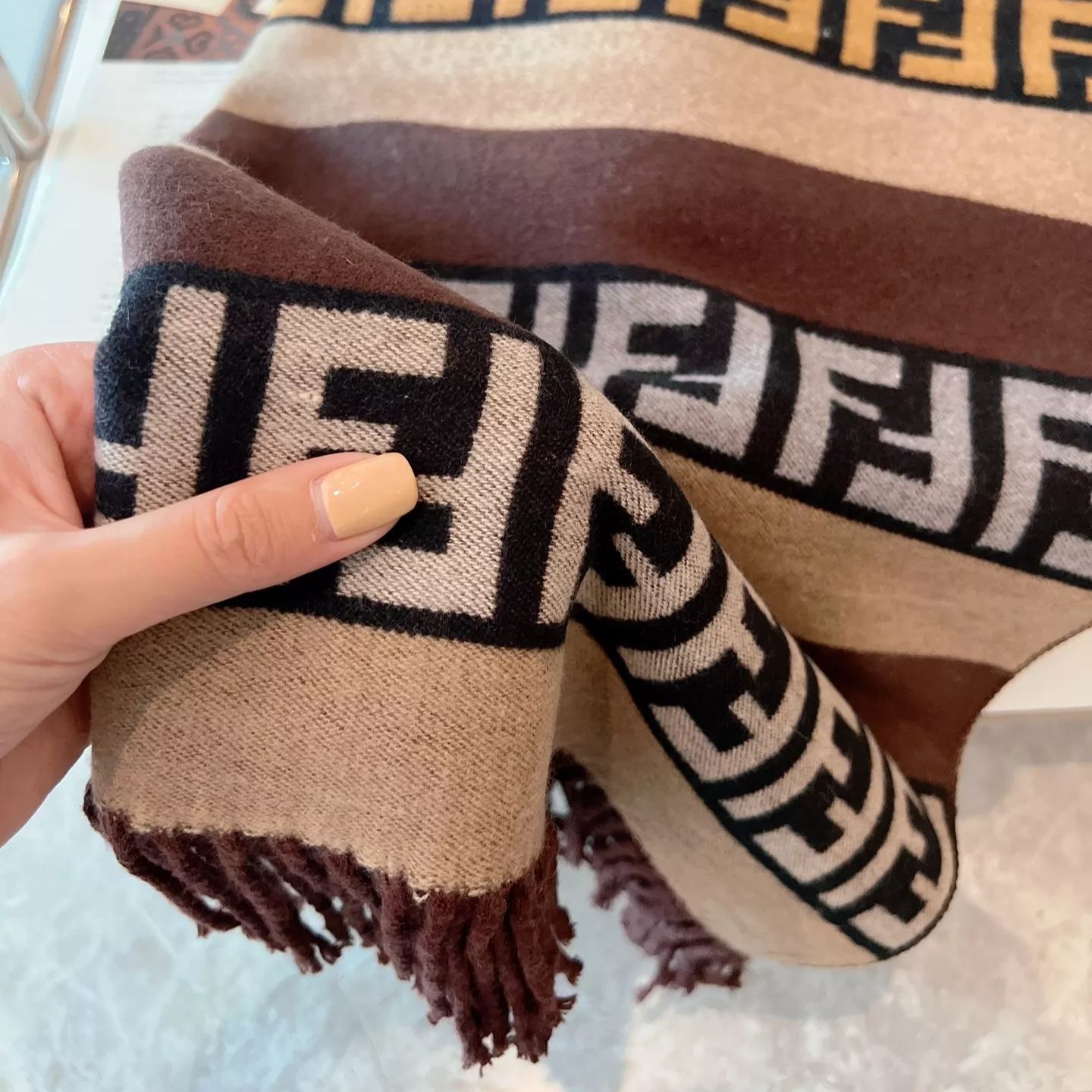 F-letter Cashmere Fringed Scarf Shawl mysite