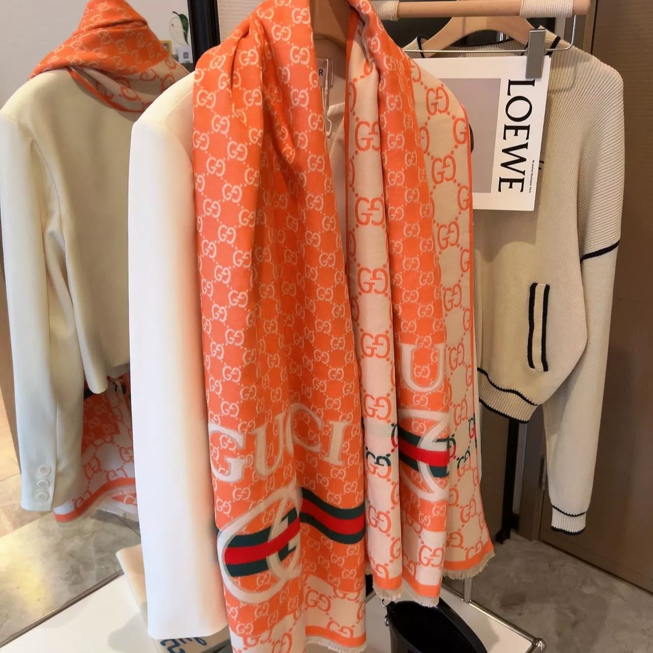 Color Block Logo Jacquard Cashmere Scarf mysite