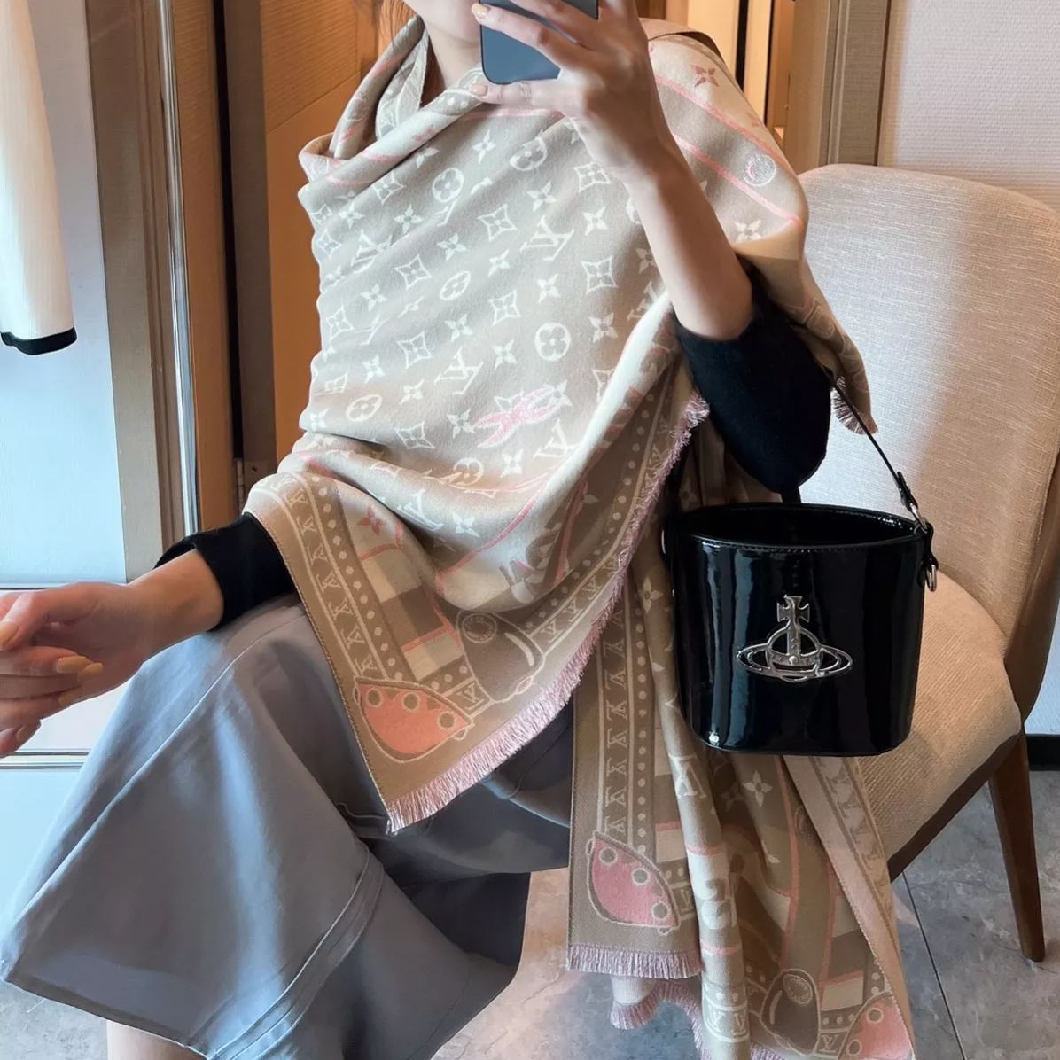 On-trend Full Monogram Cashmere Scarf Shawl mysite