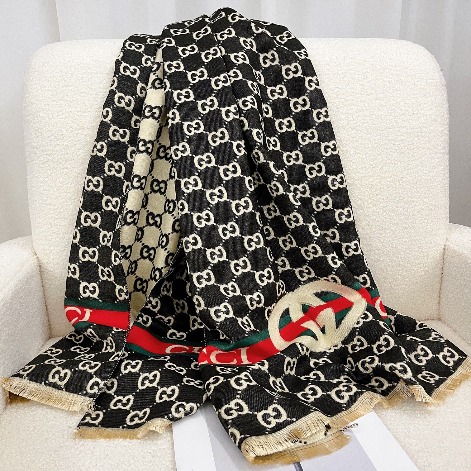 Classic Full Logo Jacquard Warm Scarf Shawl mysite