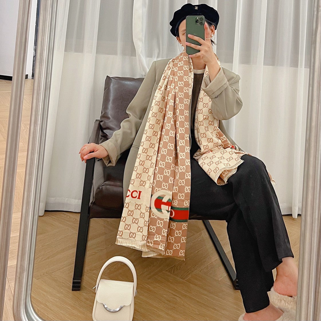 Classic Full Logo Jacquard Warm Scarf Shawl mysite