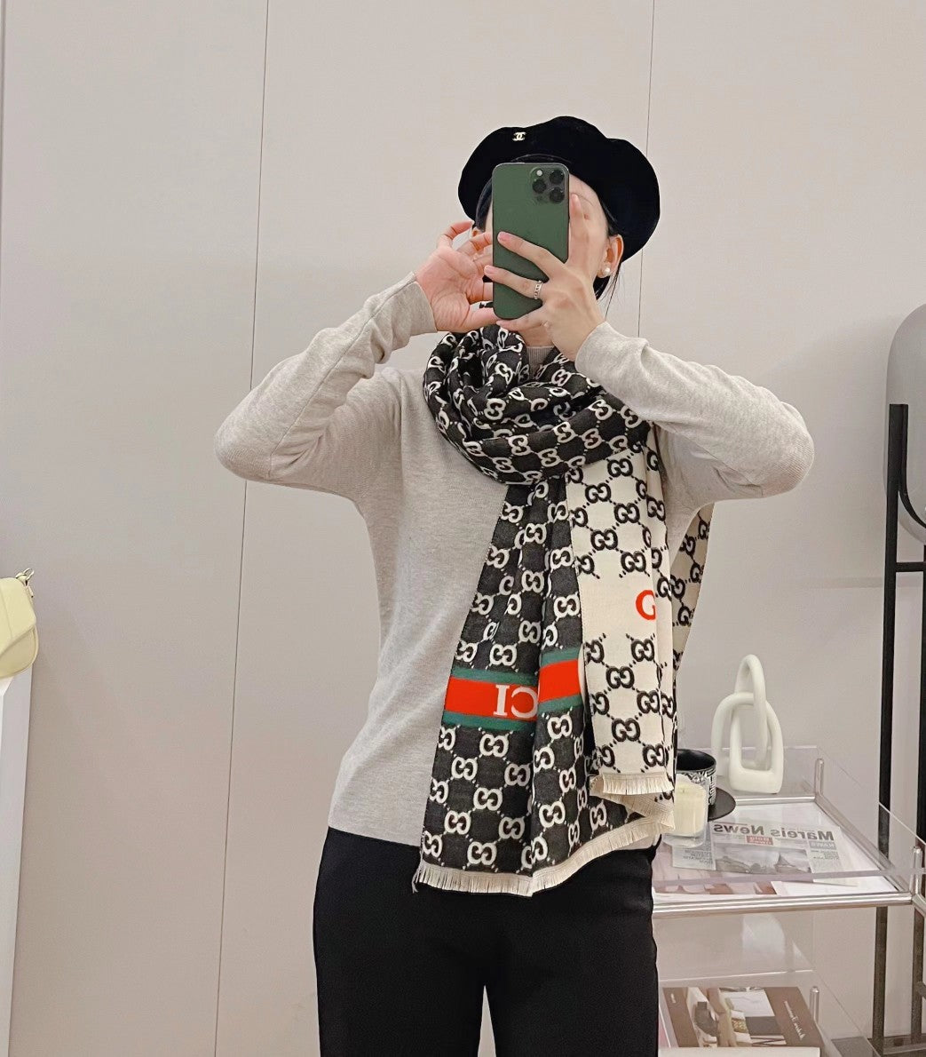 Classic Full Logo Jacquard Warm Scarf Shawl mysite