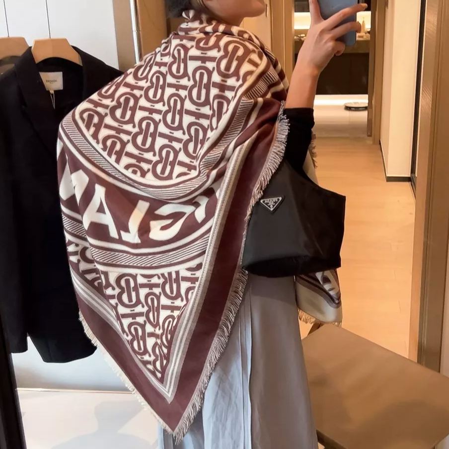 Classic Monogram Letter Cashmere Square Scarf mysite