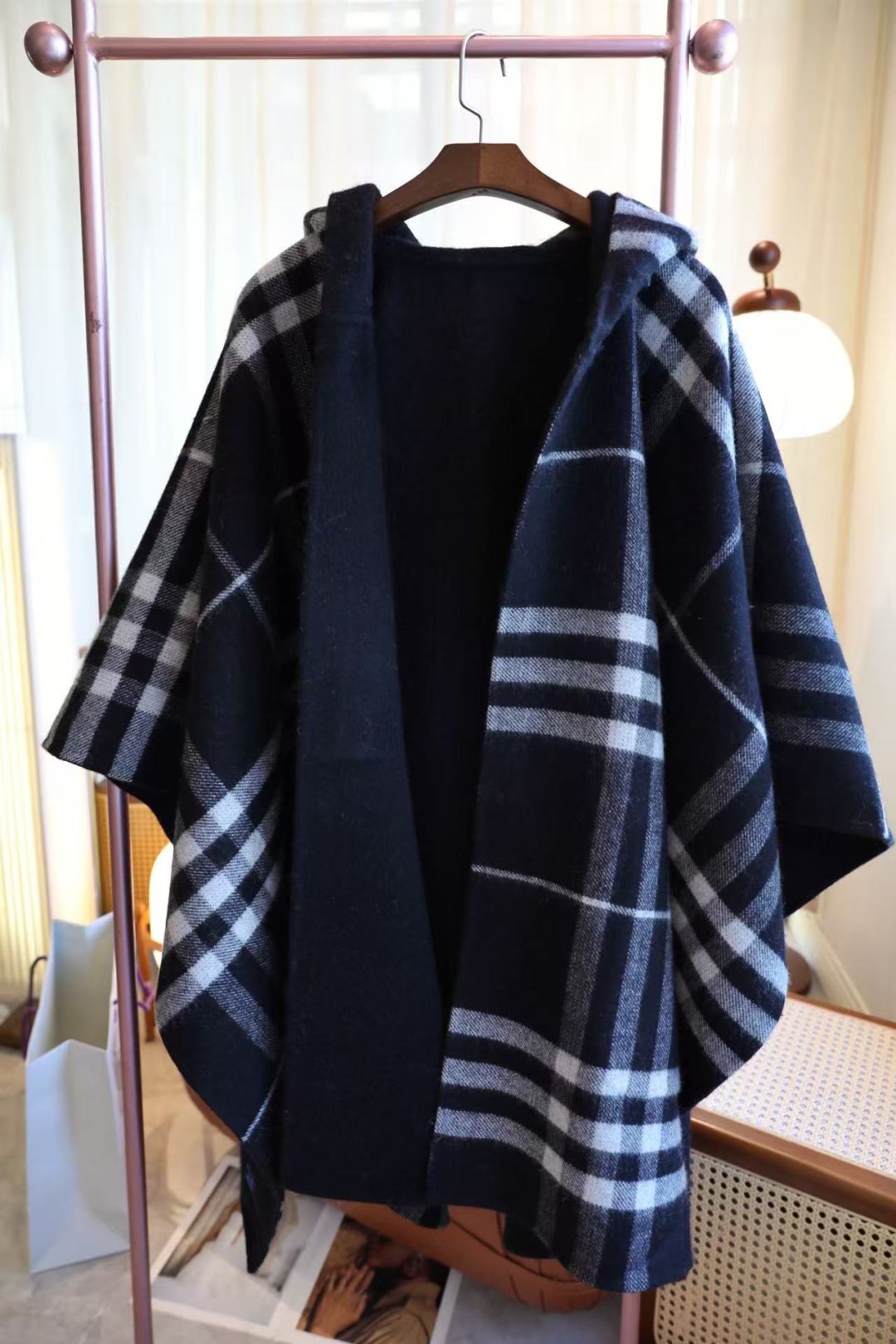 Vintage Plaid Hooded Poncho mysite