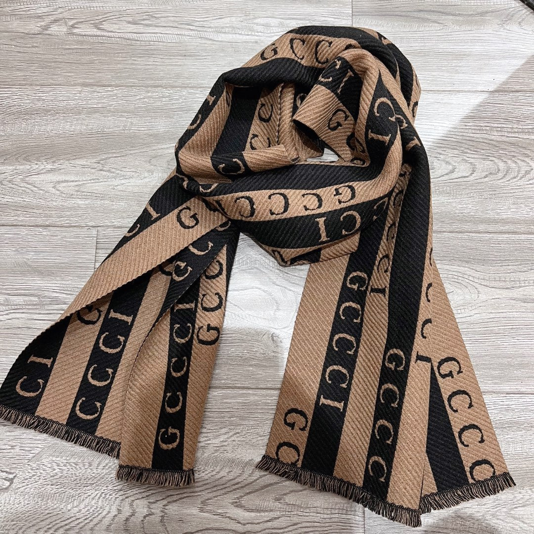 Striped Colorblock Jacquard Letter Scarf mysite