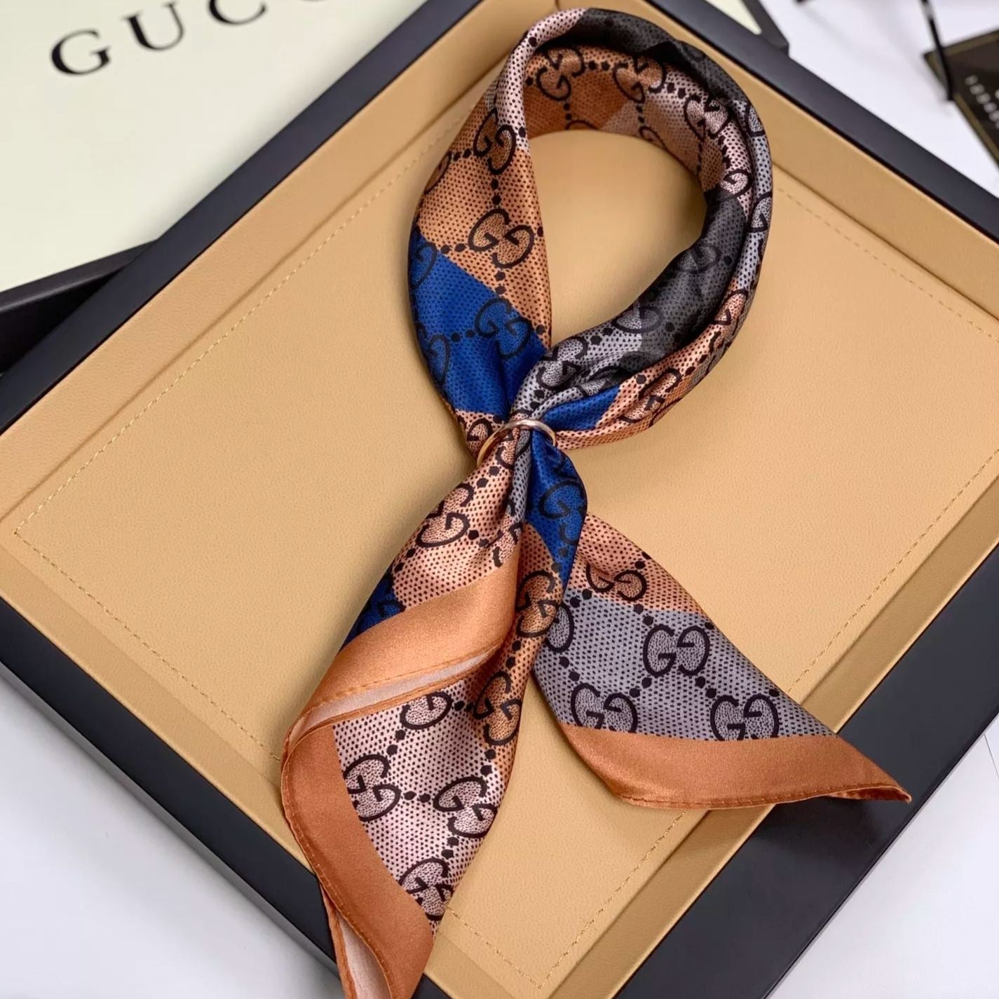 Multicolor Monogram Letter Square Scarf mysite
