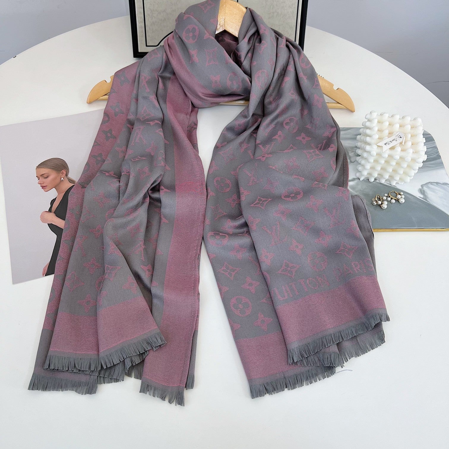 Silk Satin Fringe Monogram Scarf Shawl mysite