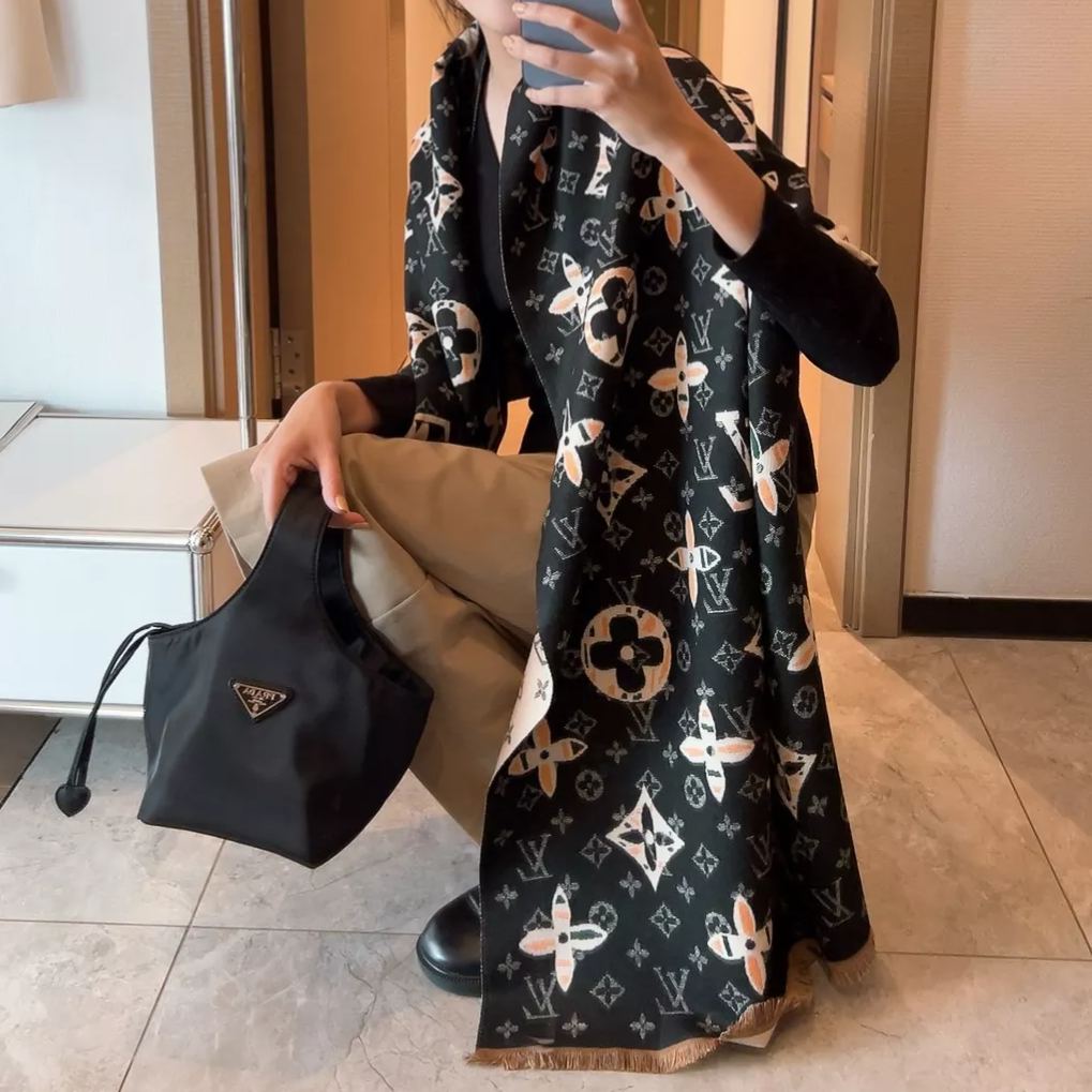 Two-Tone Monogram Jacquard Cashmere Scarf mysite