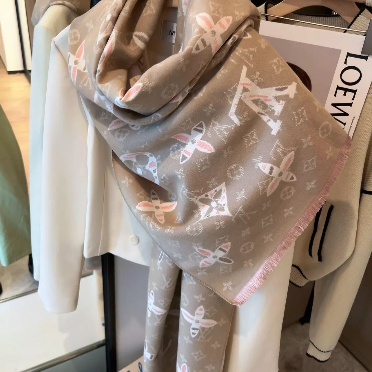 Two-Tone Monogram Jacquard Cashmere Scarf mysite