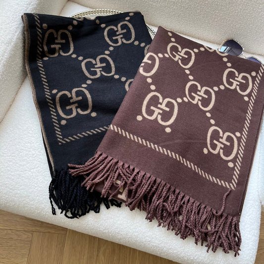 Classic Mink and Silver Fringe Scarf Shawl mysite