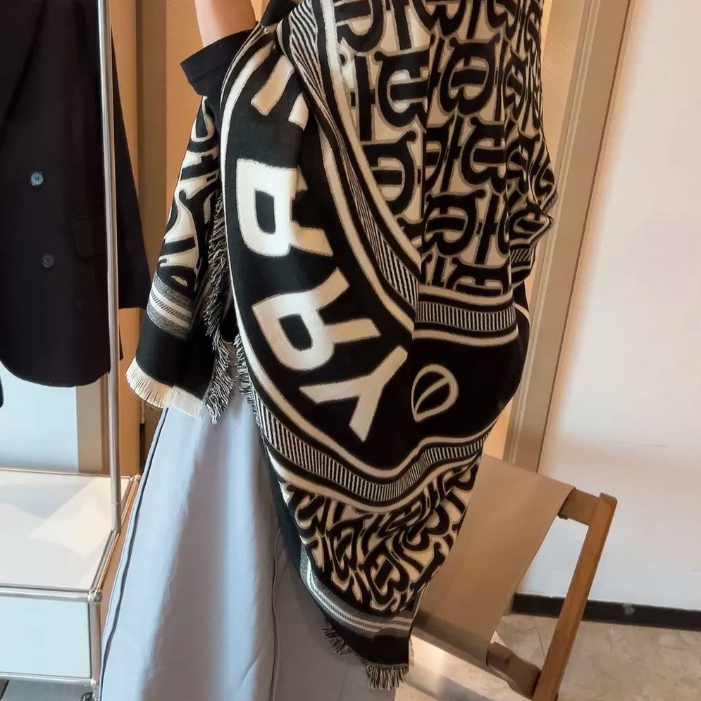 Classic Monogram Letter Cashmere Square Scarf mysite