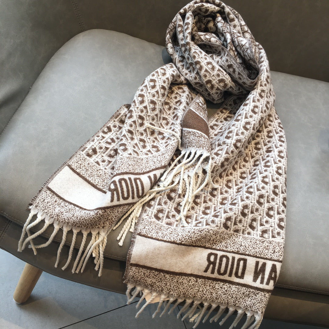 Versatile Monogram Jacquard Fringe Scarf mysite