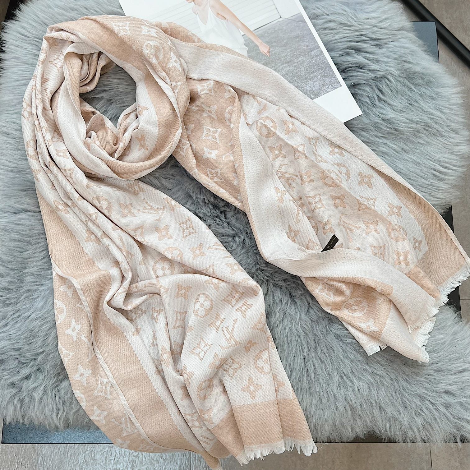 Silk Satin Fringe Monogram Scarf Shawl mysite
