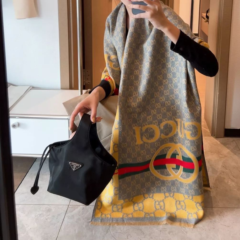 Color Block Logo Jacquard Cashmere Scarf mysite