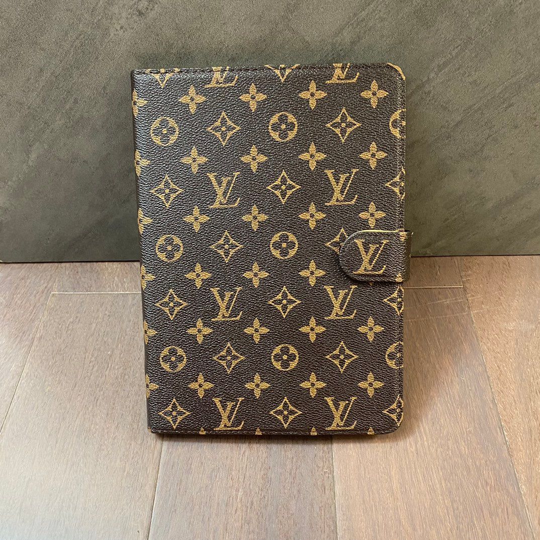 Luxury Canvas Monogram Leather Fresh Summer Theme Pattern Apple iPad case Black mysite