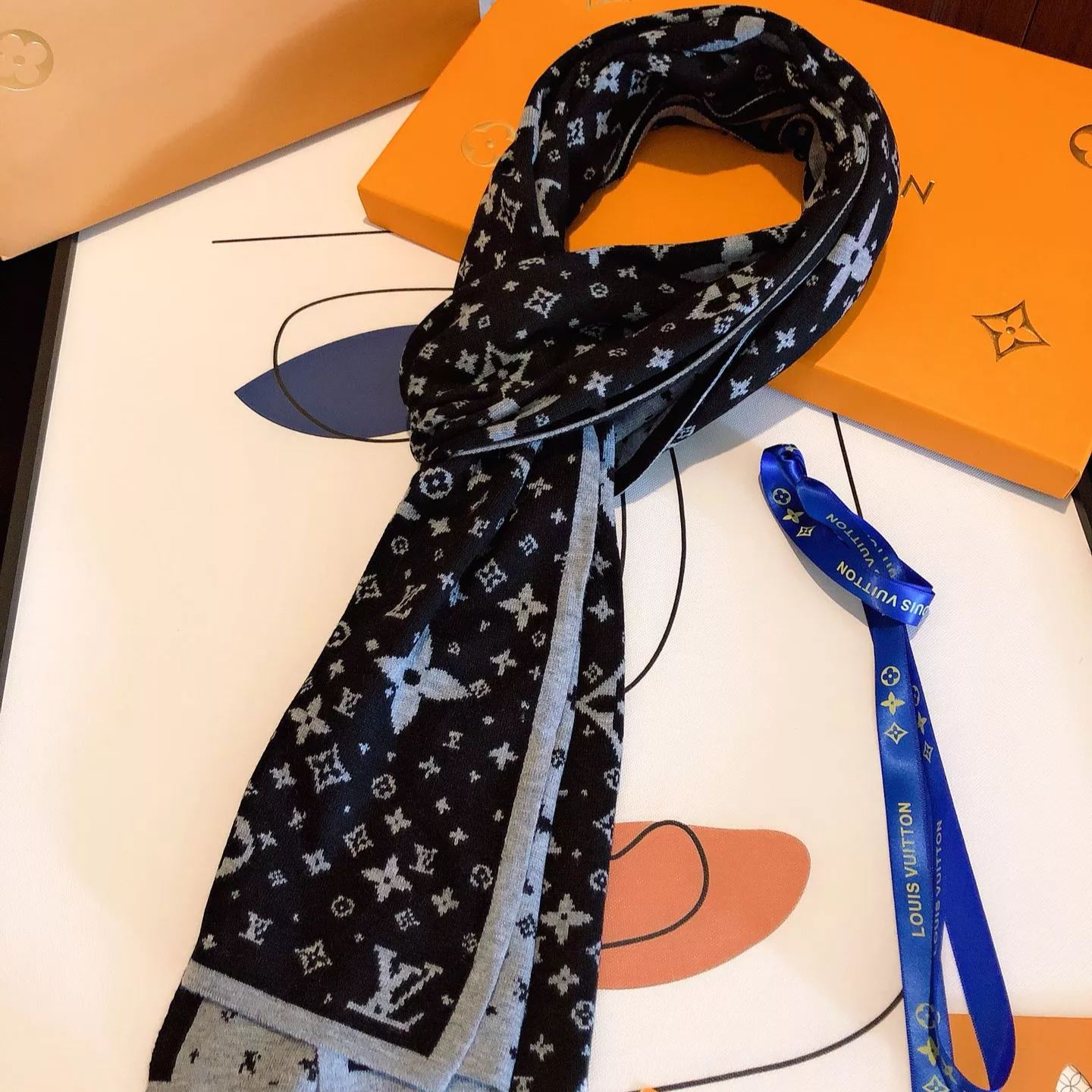 Classic Monogram Cashmere Jacquard Knit Scarf mysite