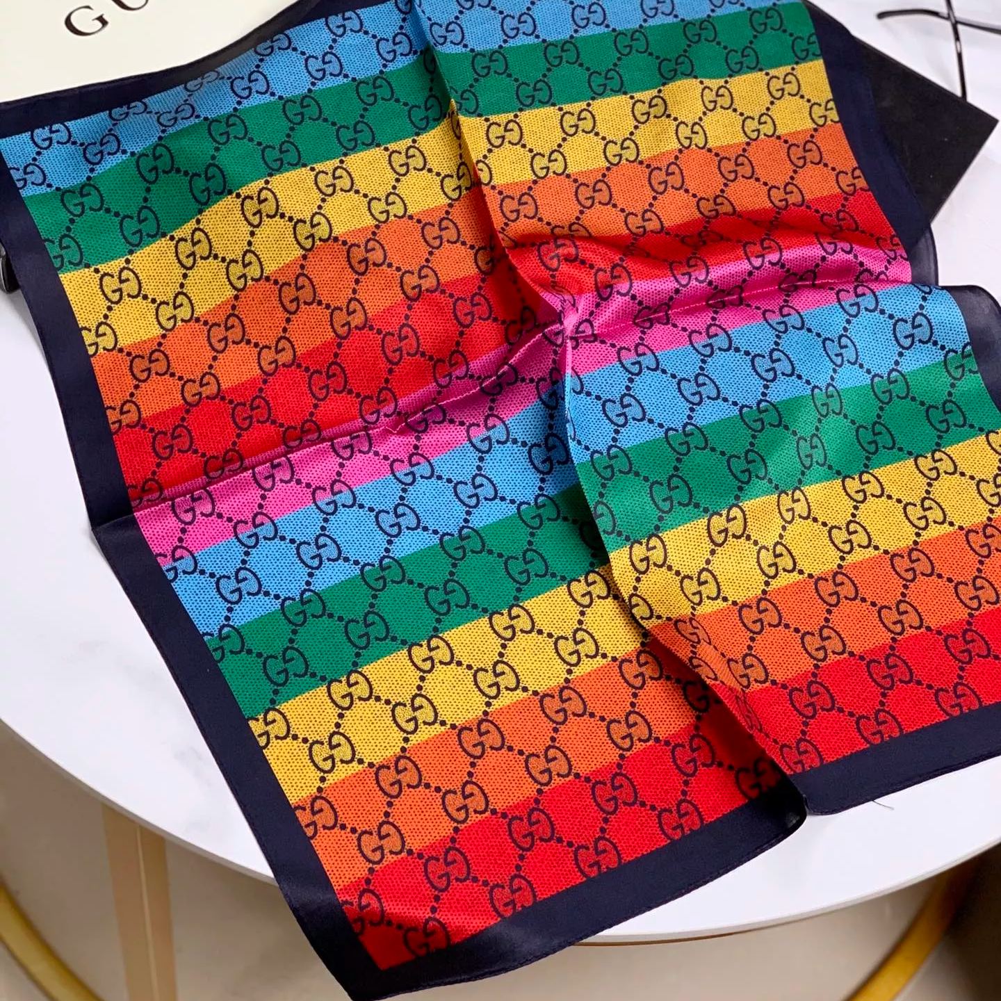 Multicolor Monogram Letter Square Scarf mysite