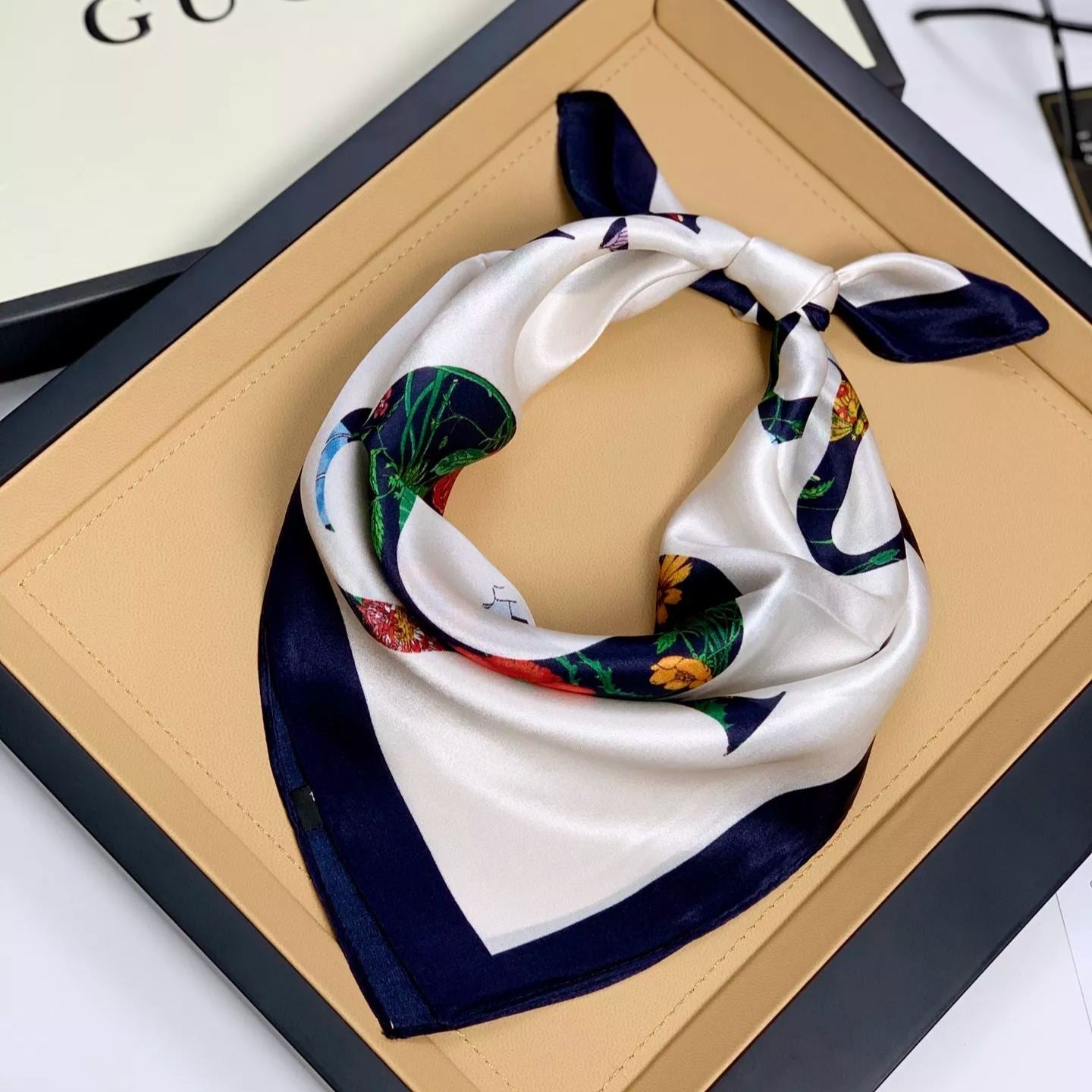 Floral Layered Logo Square Scarf mysite