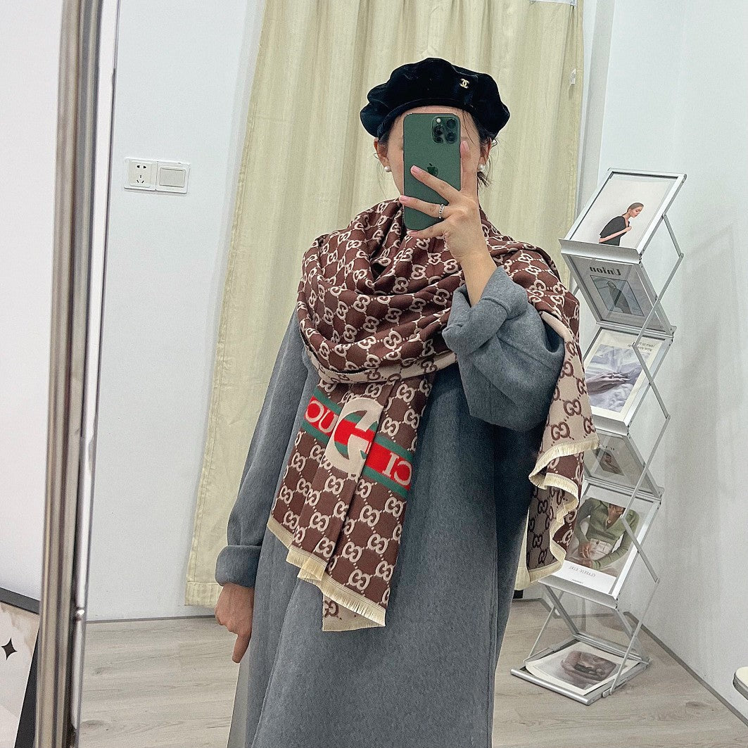 Classic Full Logo Jacquard Warm Scarf Shawl mysite