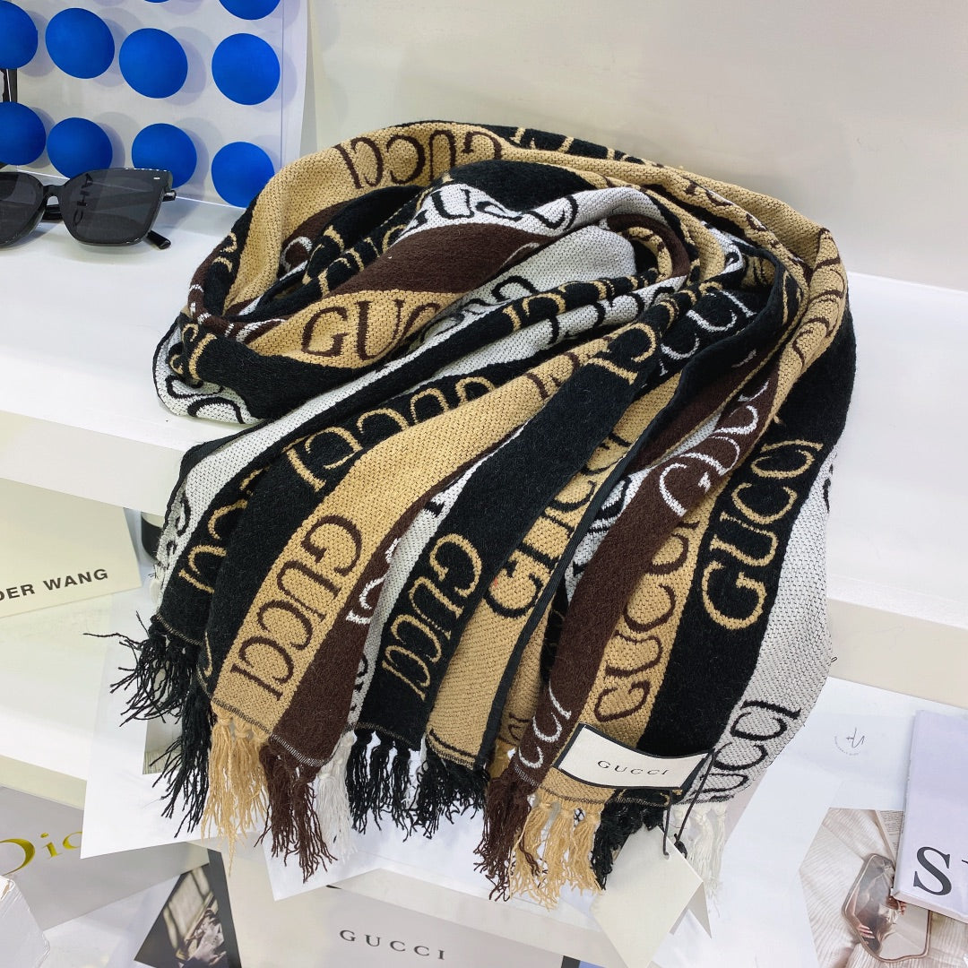 Double-sided Jacquard Fringed Scarf Shawl mysite