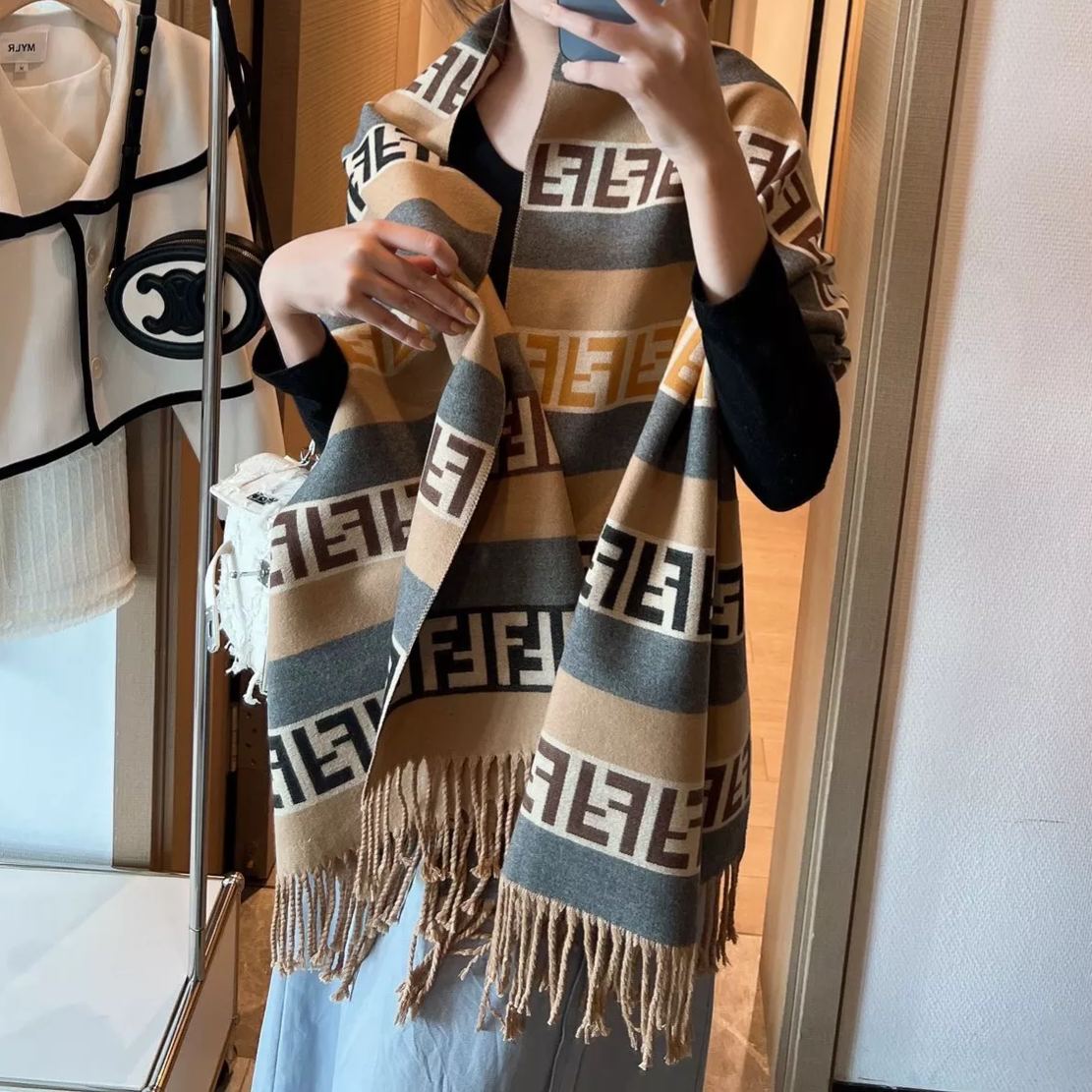 F-letter Cashmere Fringed Scarf Shawl mysite