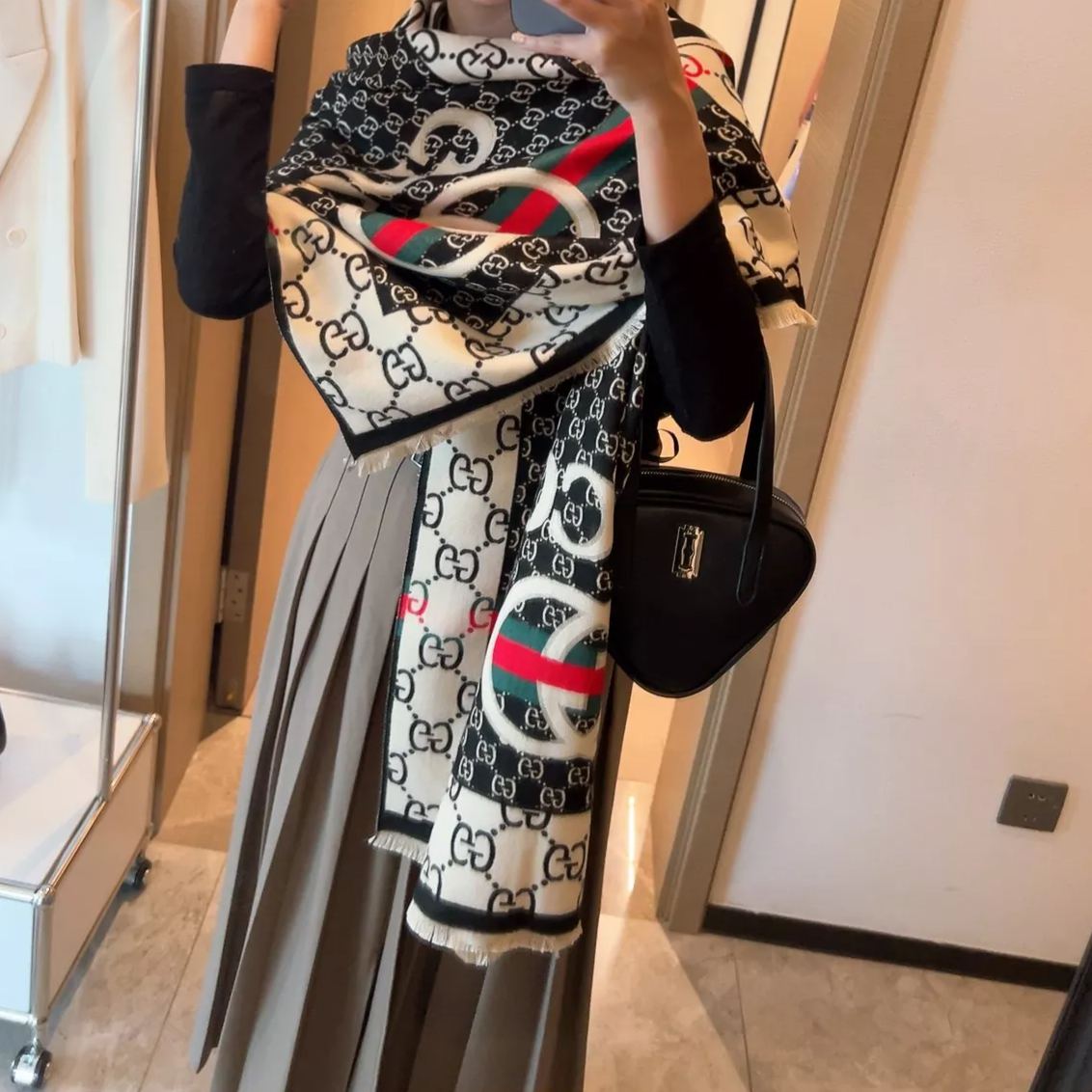 Color Block Logo Jacquard Cashmere Scarf mysite