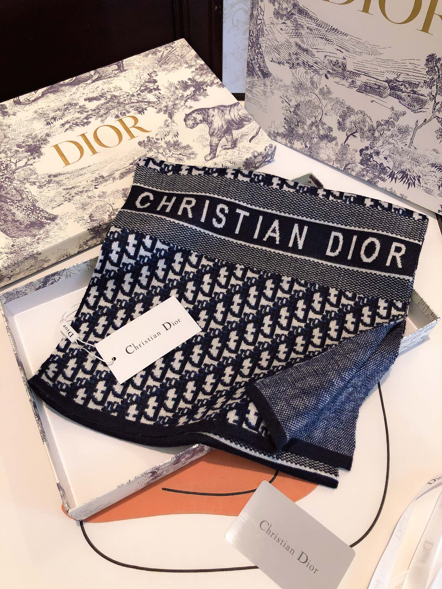 Printed cashmere knit scarf mysite