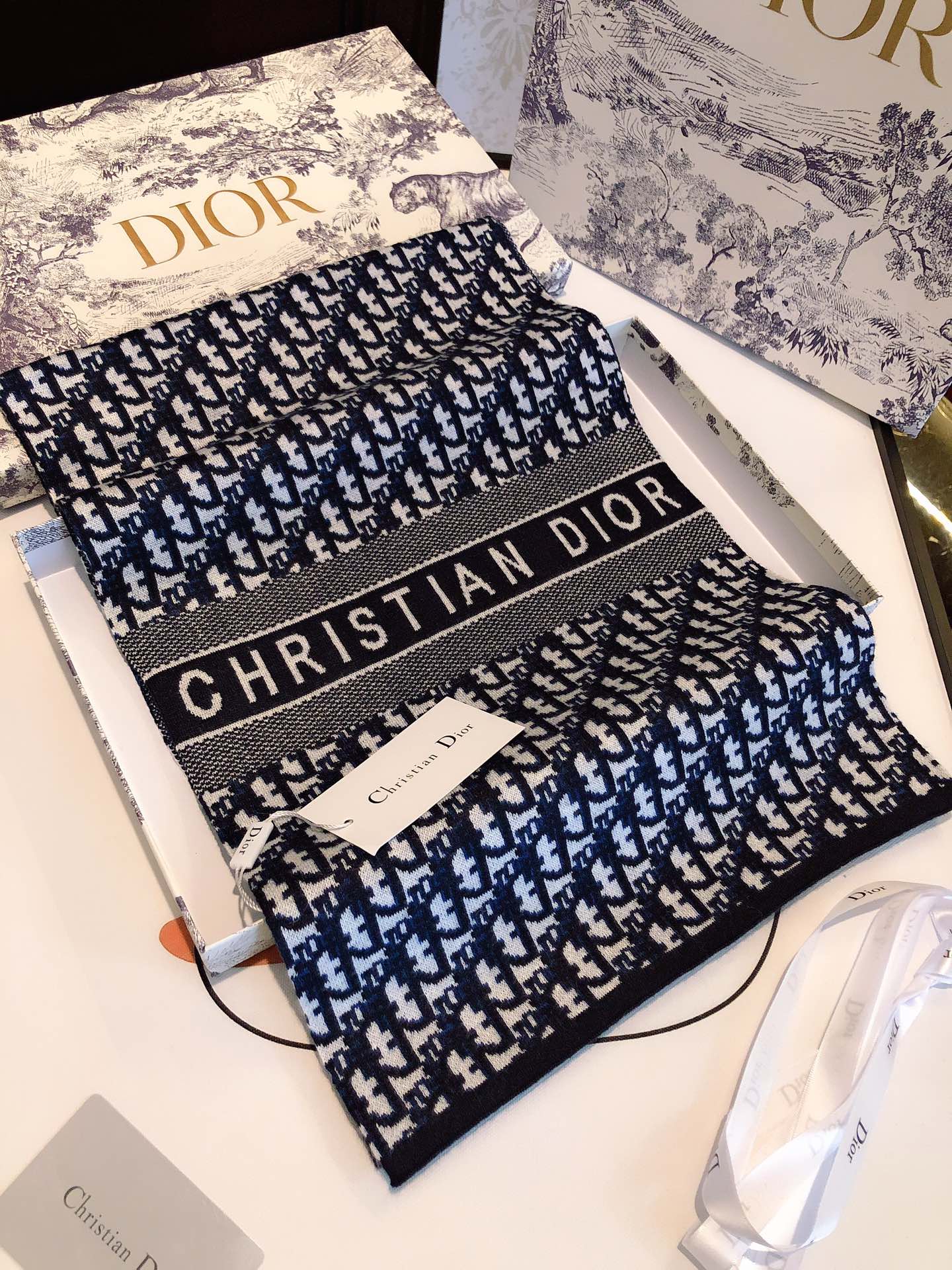 Printed cashmere knit scarf mysite