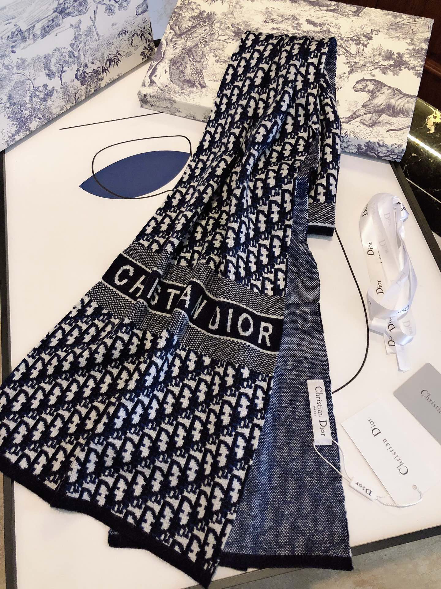 Printed cashmere knit scarf mysite