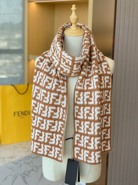 F Letter knitted 100% cashmere scarf mysite