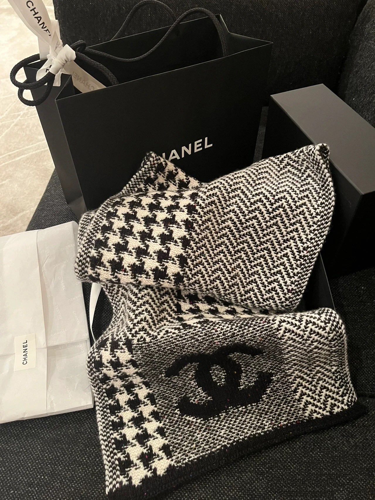 Houndstooth cashmere scarf mysite