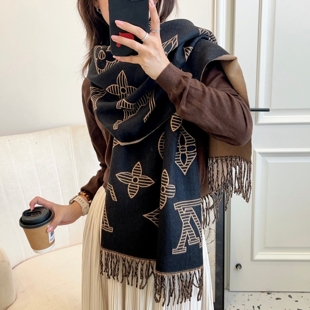 Fringed 100% cashmere shawl scarf mysite